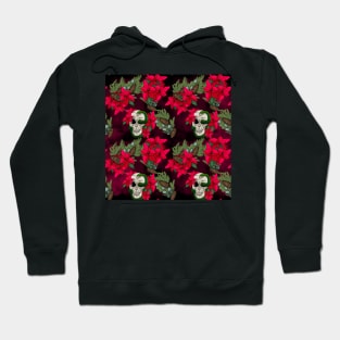 Gothic Pagan Holiday Skulls, Snakes, and Poinsettia Black and Red Hoodie